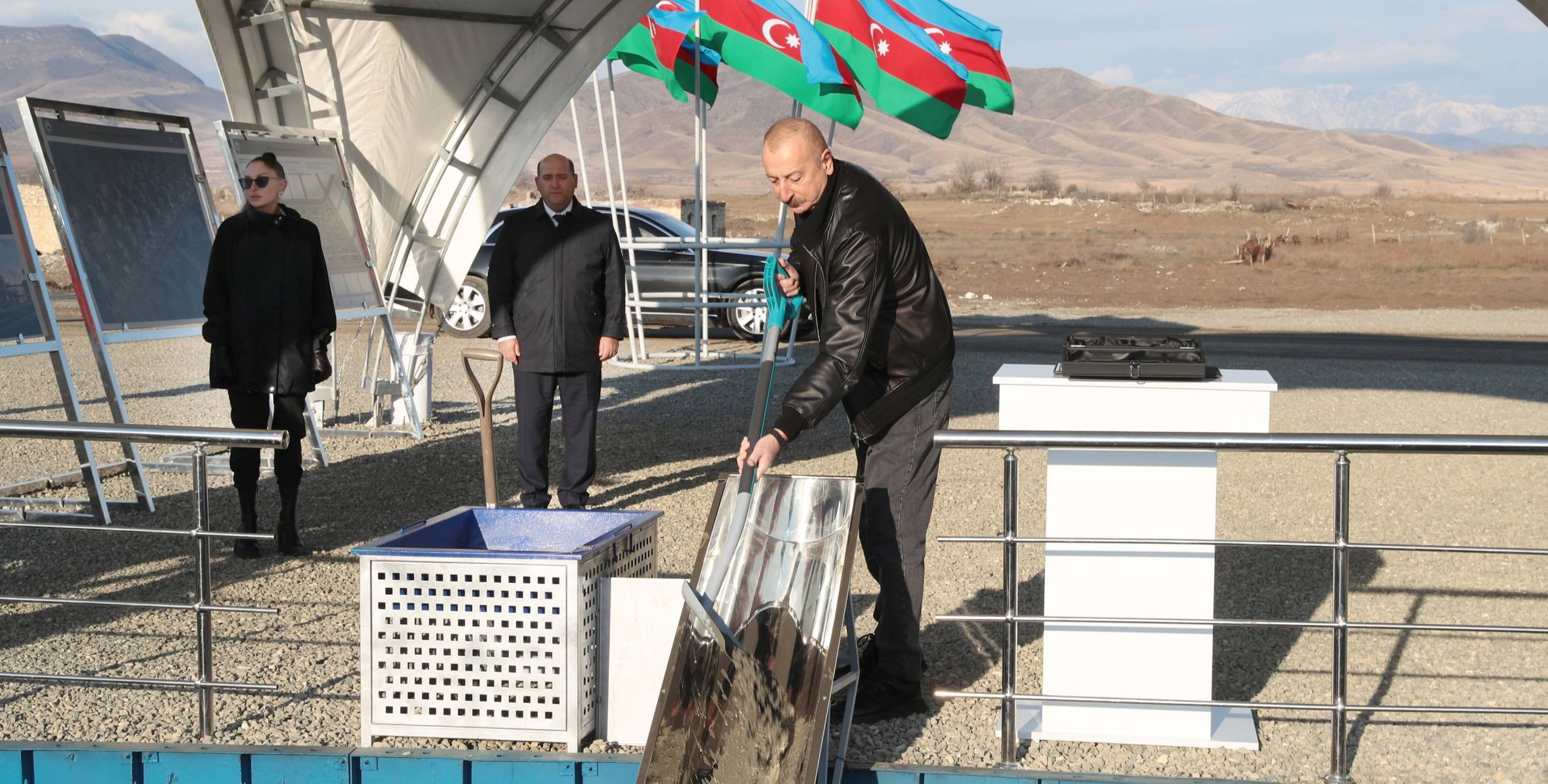 Ilham Aliyev and First Lady Mehriban Aliyeva attended a ceremony of the laying of the foundation stone for the 5th residential complex in the city of Aghdam